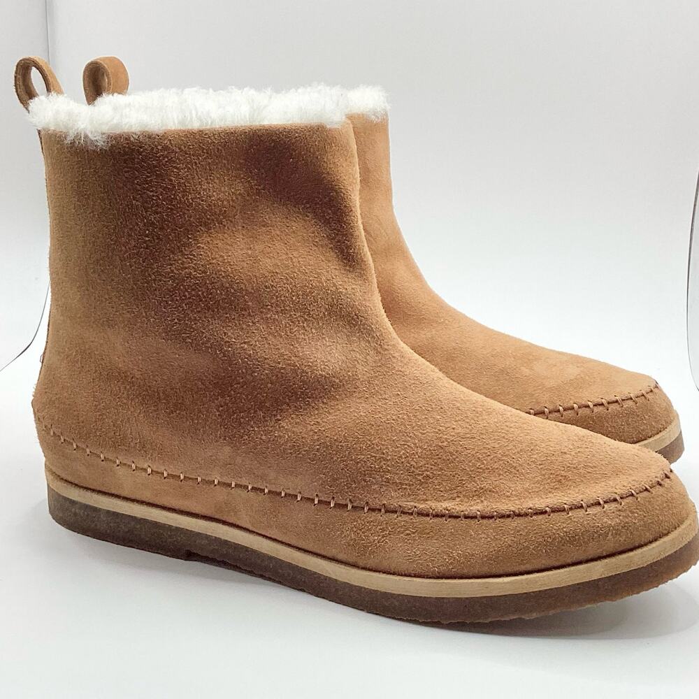 Jenni Kayne Saddle Brown Suede Ivory Shearling Moc Boot 39 9 NWOB - Picture 6 of 12